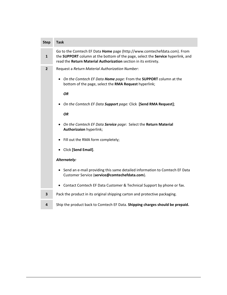 Returning a product for upgrade or repair | Comtech EF Data LBC-4000 User Manual | Page 18 / 108