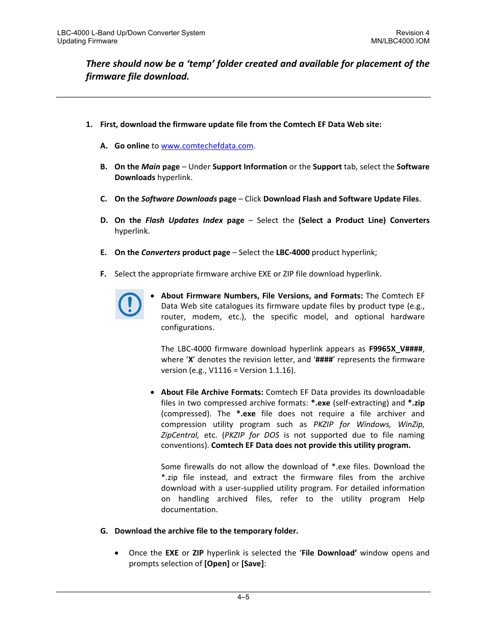 3 downloading and extracting the firmware update | Comtech EF Data LBC-4000 User Manual | Page 51 / 108