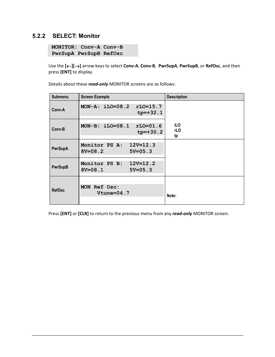 2 select: monitor | Comtech EF Data LBC-4000 User Manual | Page 66 / 108