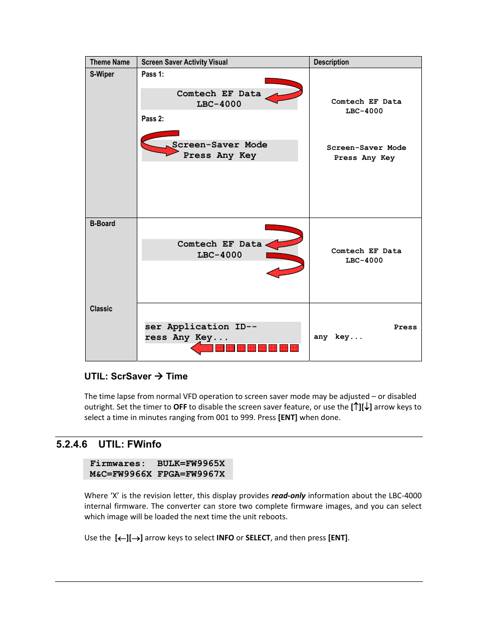 6 util: fwinfo | Comtech EF Data LBC-4000 User Manual | Page 71 / 108