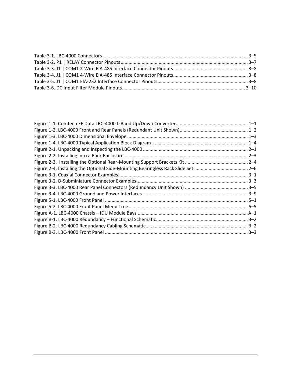 Tables, Figures | Comtech EF Data LBC-4000 User Manual | Page 9 / 108