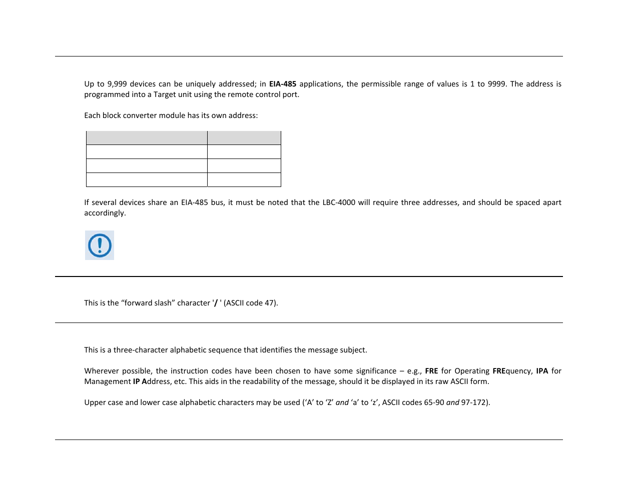 2 target address, 3 address delimiter, 4 instruction code | Comtech EF Data LBC-4000 User Manual | Page 107 / 142