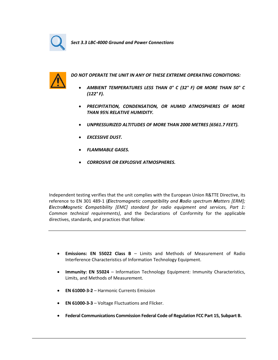 Operating environment | Comtech EF Data LBC-4000 User Manual | Page 13 / 142