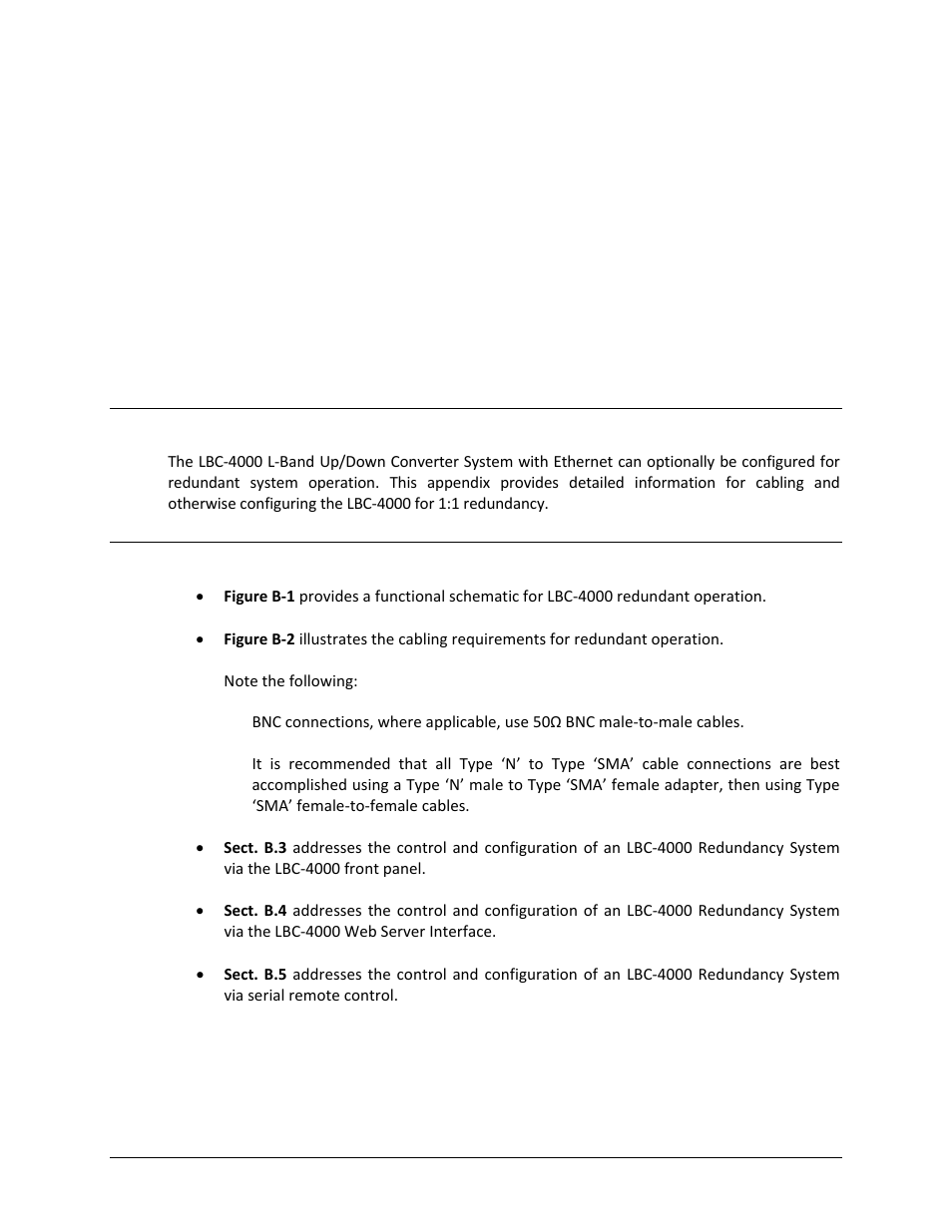 Appendix b. lbc-4000 redundancy operation, B.1 introduction, B.2 redundancy operations overview | Comtech EF Data LBC-4000 User Manual | Page 131 / 142