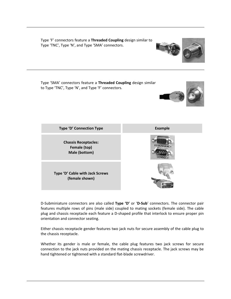 4 type ‘f, 5 type ‘sma’ (subminiature version ‘a’), 2 d-subminiature cable connections | Comtech EF Data LBC-4000 User Manual | Page 37 / 142