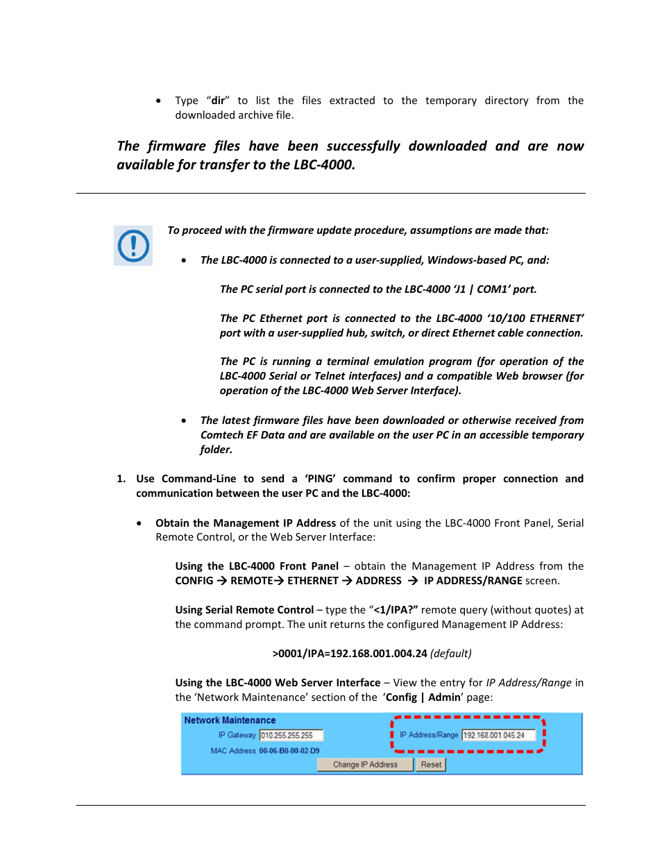 4 performing the ethernet ftp upload procedure | Comtech EF Data LBC-4000 User Manual | Page 54 / 142
