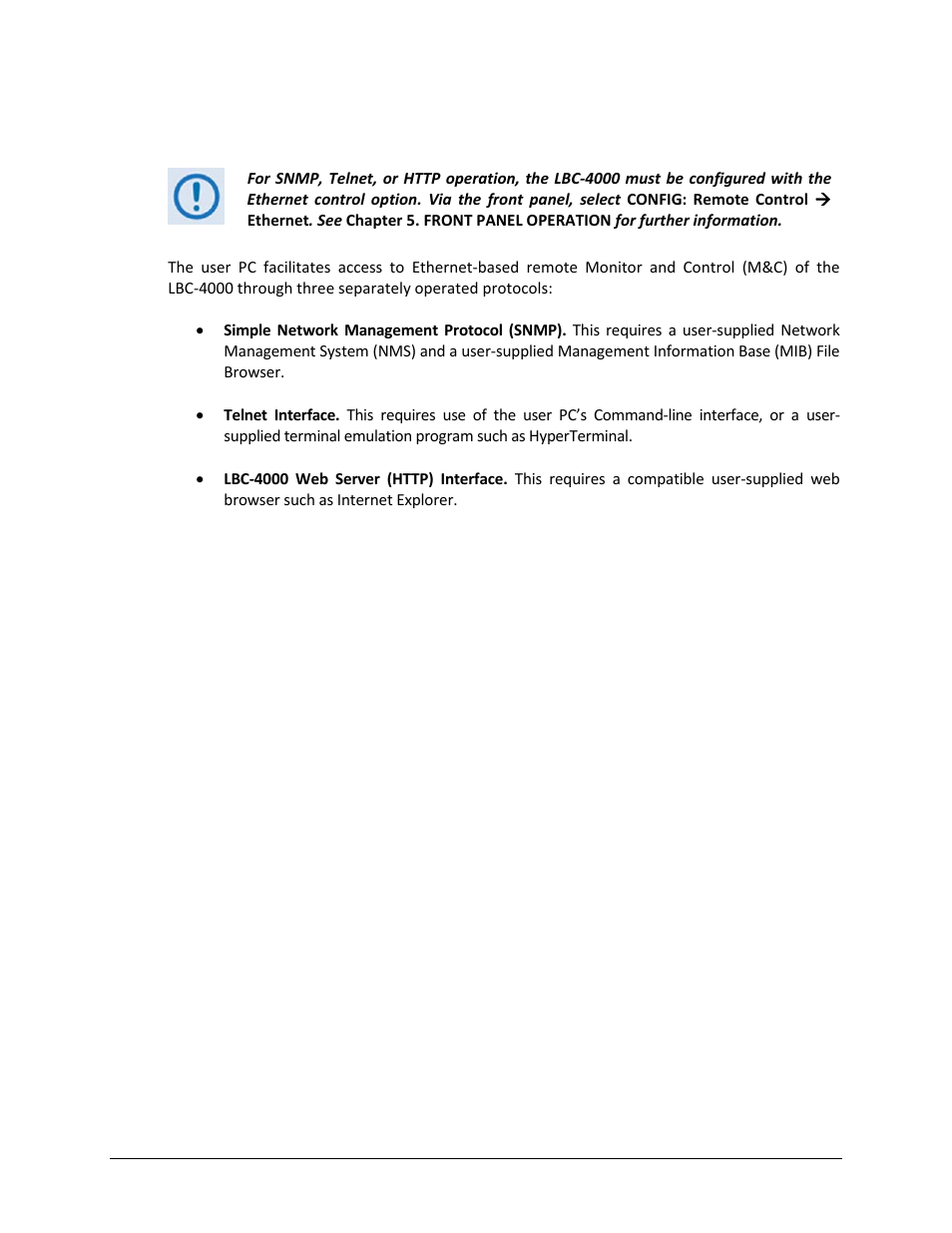 1 ethernet management interface protocols | Comtech EF Data LBC-4000 User Manual | Page 78 / 142