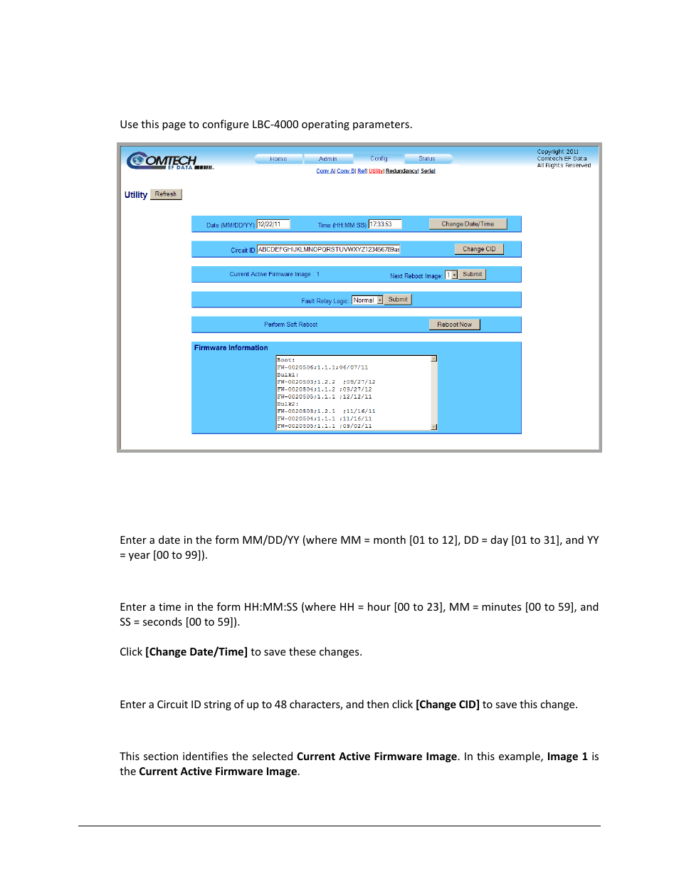 3 config | utility | Comtech EF Data LBC-4000 User Manual | Page 97 / 142