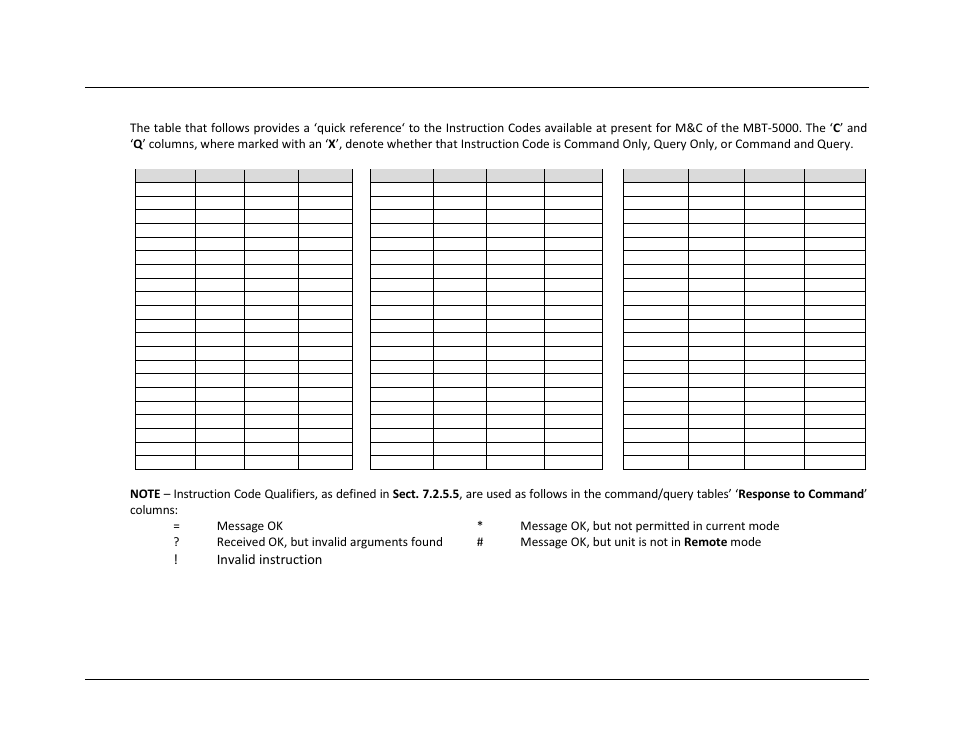 3 remote commands and queries, Invalid instruction | Comtech EF Data MBT-5000 User Manual | Page 110 / 140