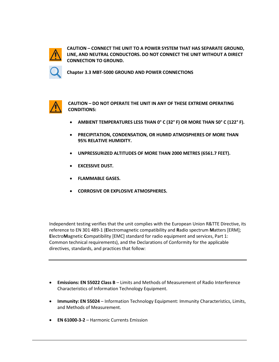 Electrical installation, Operating environment | Comtech EF Data MBT-5000 User Manual | Page 13 / 140