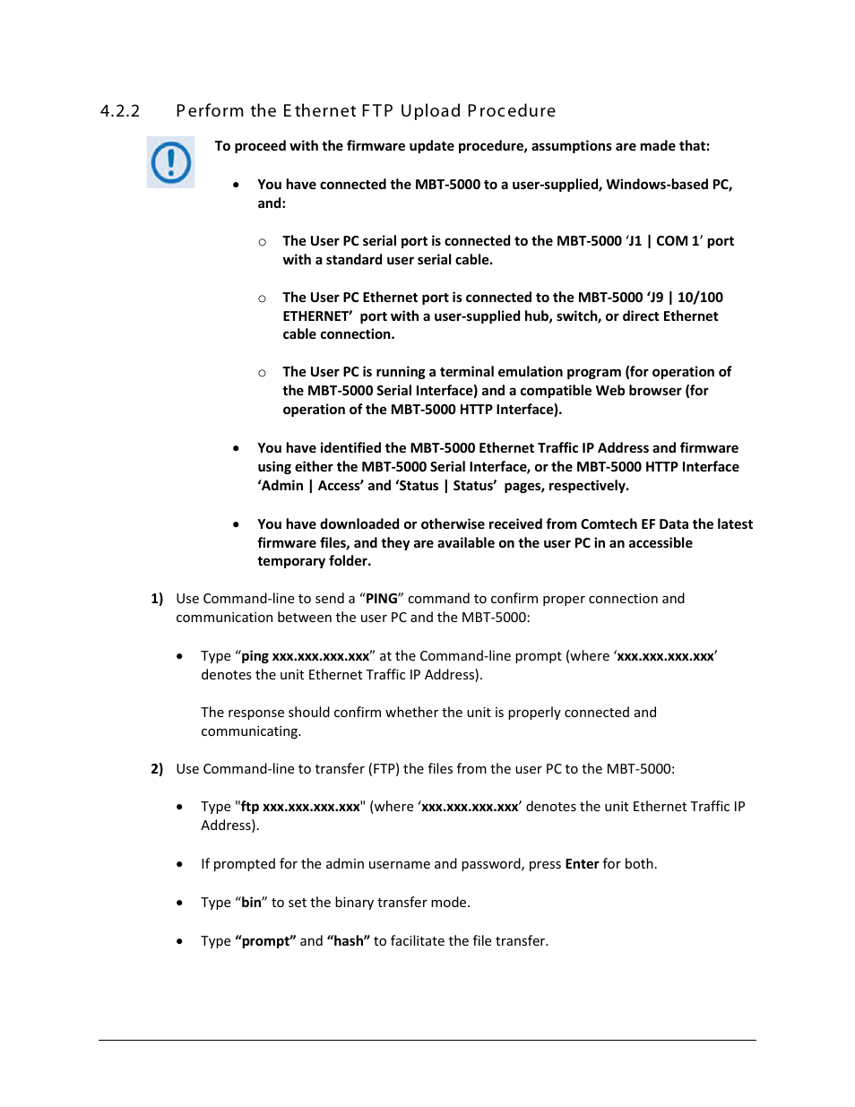 2 perform the ethernet ftp upload procedure | Comtech EF Data MBT-5000 User Manual | Page 54 / 140