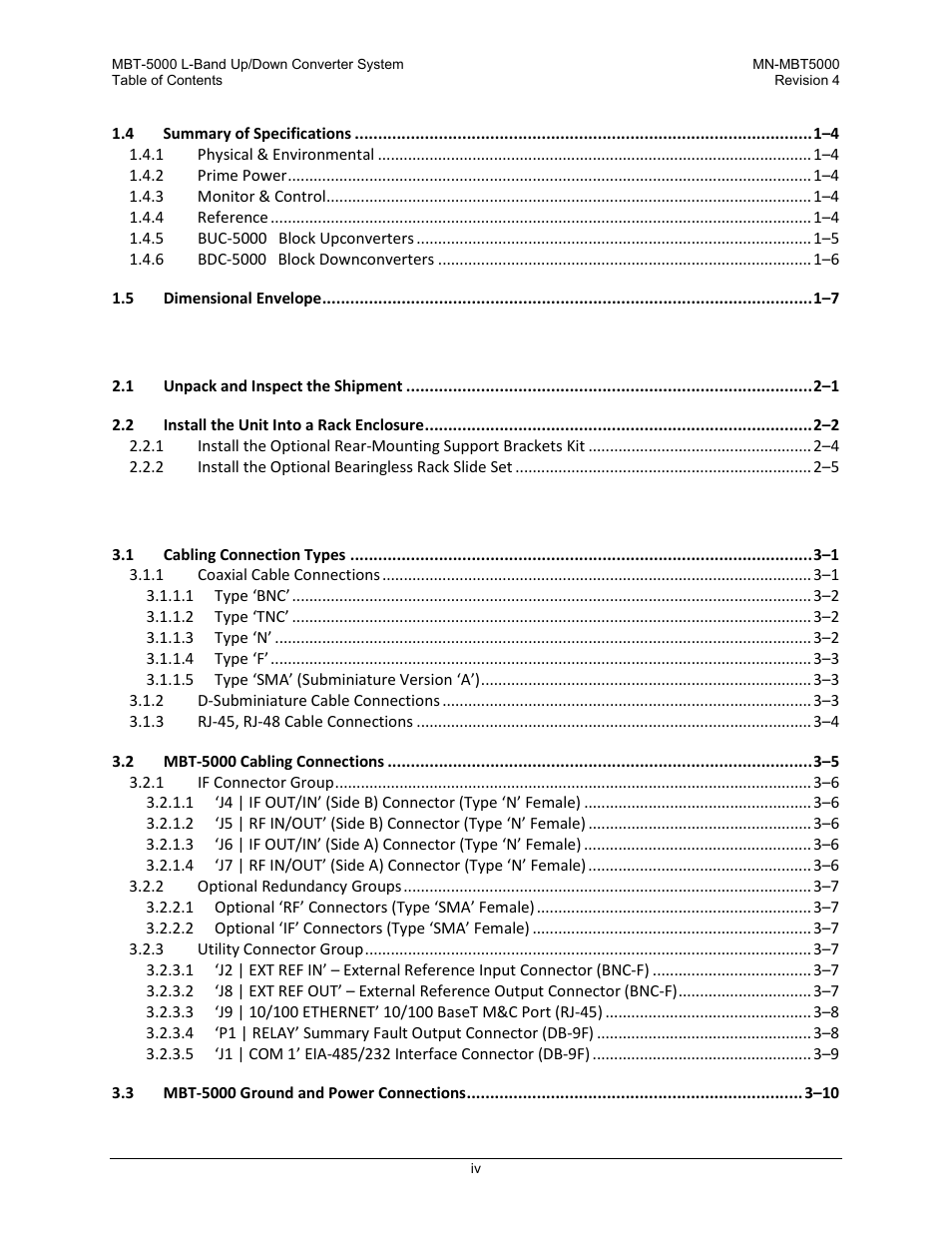 Comtech EF Data MBT-5000 User Manual | Page 6 / 140