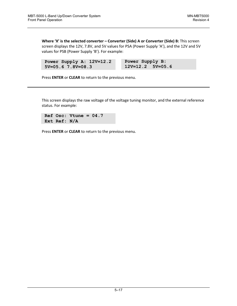 4 info: refosc (reference oscillator) | Comtech EF Data MBT-5000 User Manual | Page 73 / 140