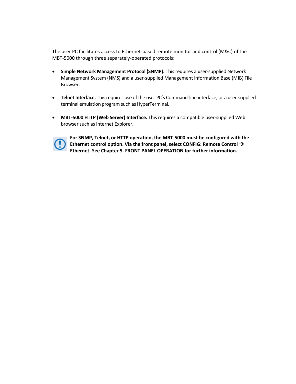 2 ethernet management interface protocols | Comtech EF Data MBT-5000 User Manual | Page 80 / 140