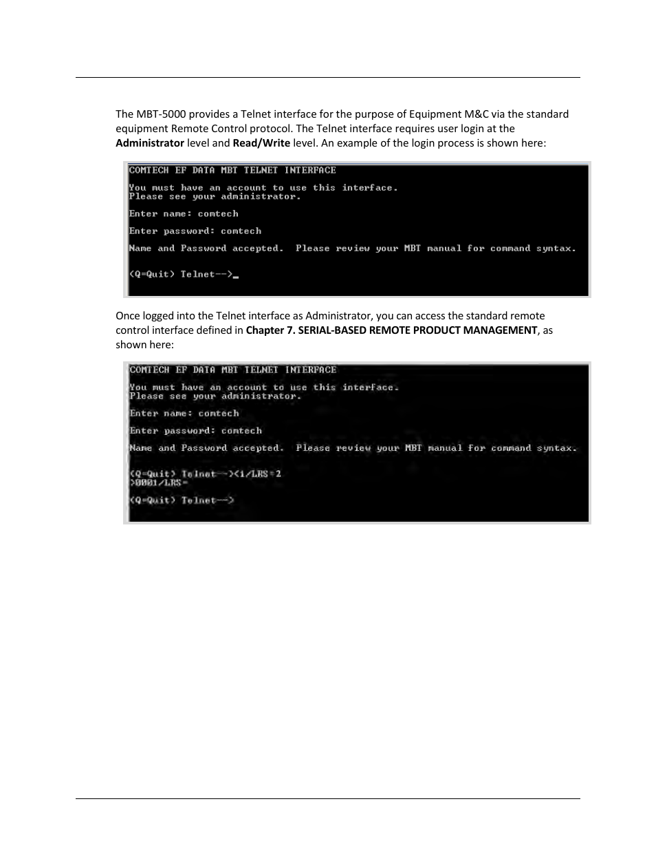 4 telnet interface | Comtech EF Data MBT-5000 User Manual | Page 83 / 140