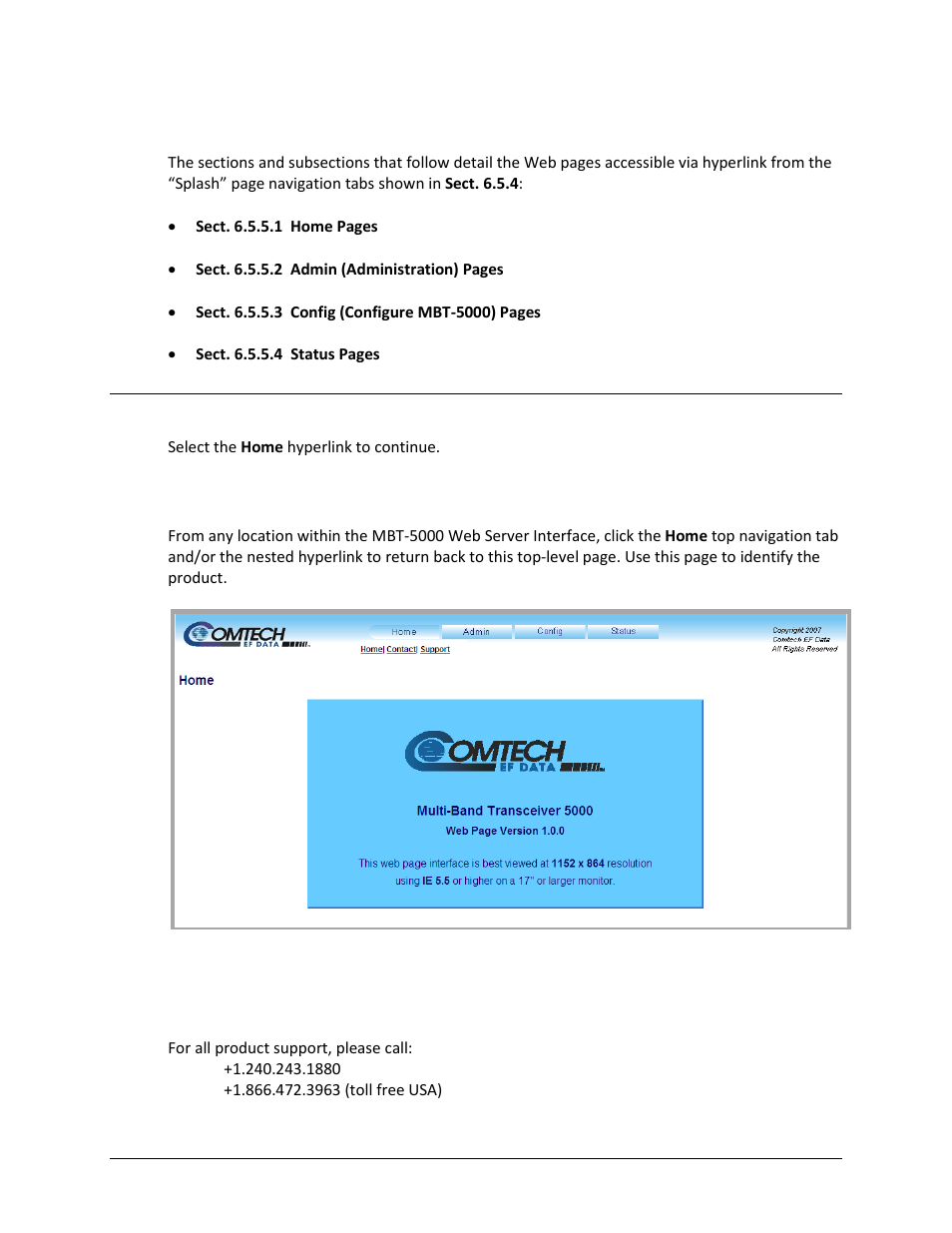 1 home | home, 2 home | contact / home | support | Comtech EF Data MBT-5000 User Manual | Page 89 / 140