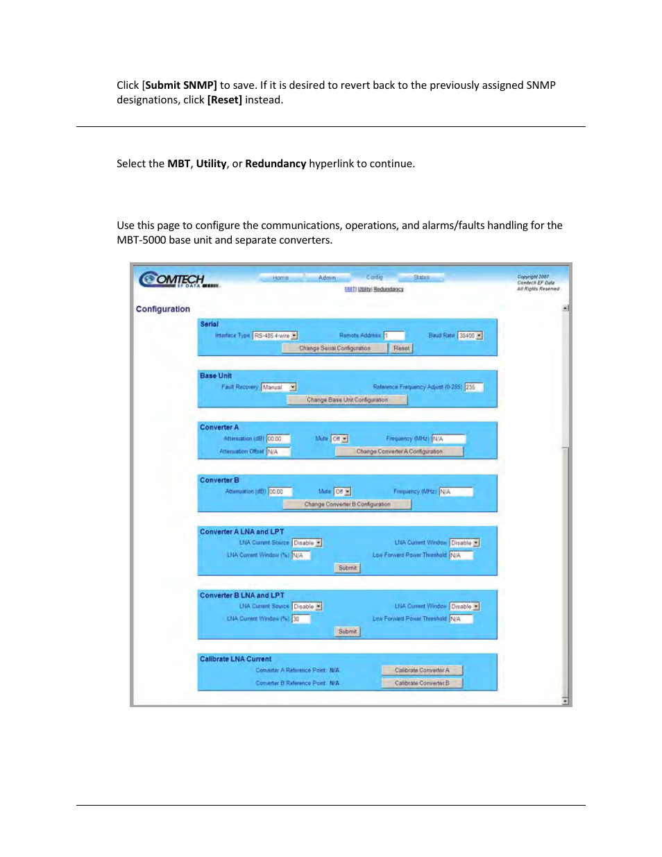 1 config | mbt | Comtech EF Data MBT-5000 User Manual | Page 93 / 140