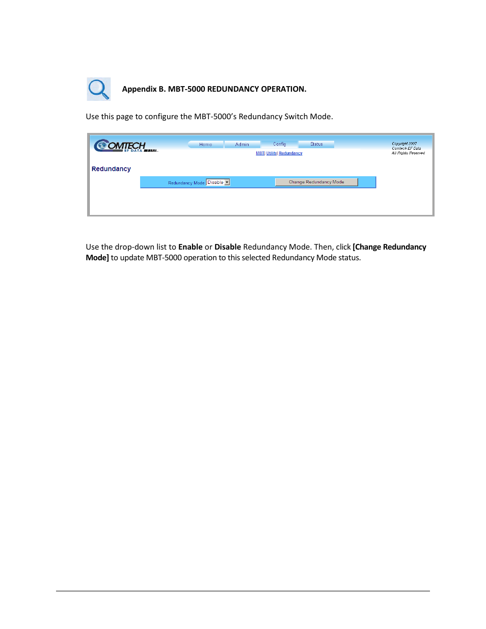 3 config | redundancy | Comtech EF Data MBT-5000 User Manual | Page 97 / 140