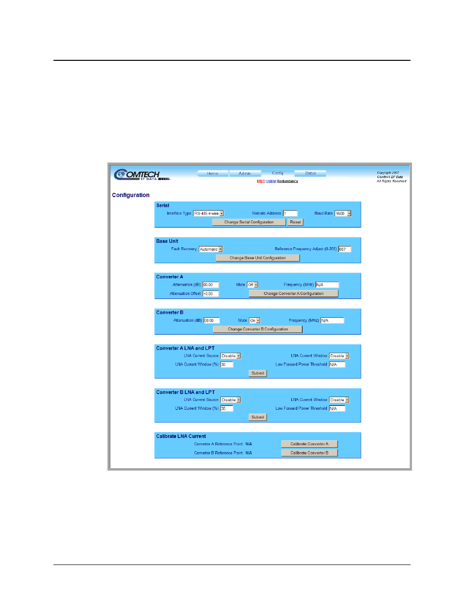1 config | mbt | Comtech EF Data MBT-5003 User Manual | Page 70 / 98