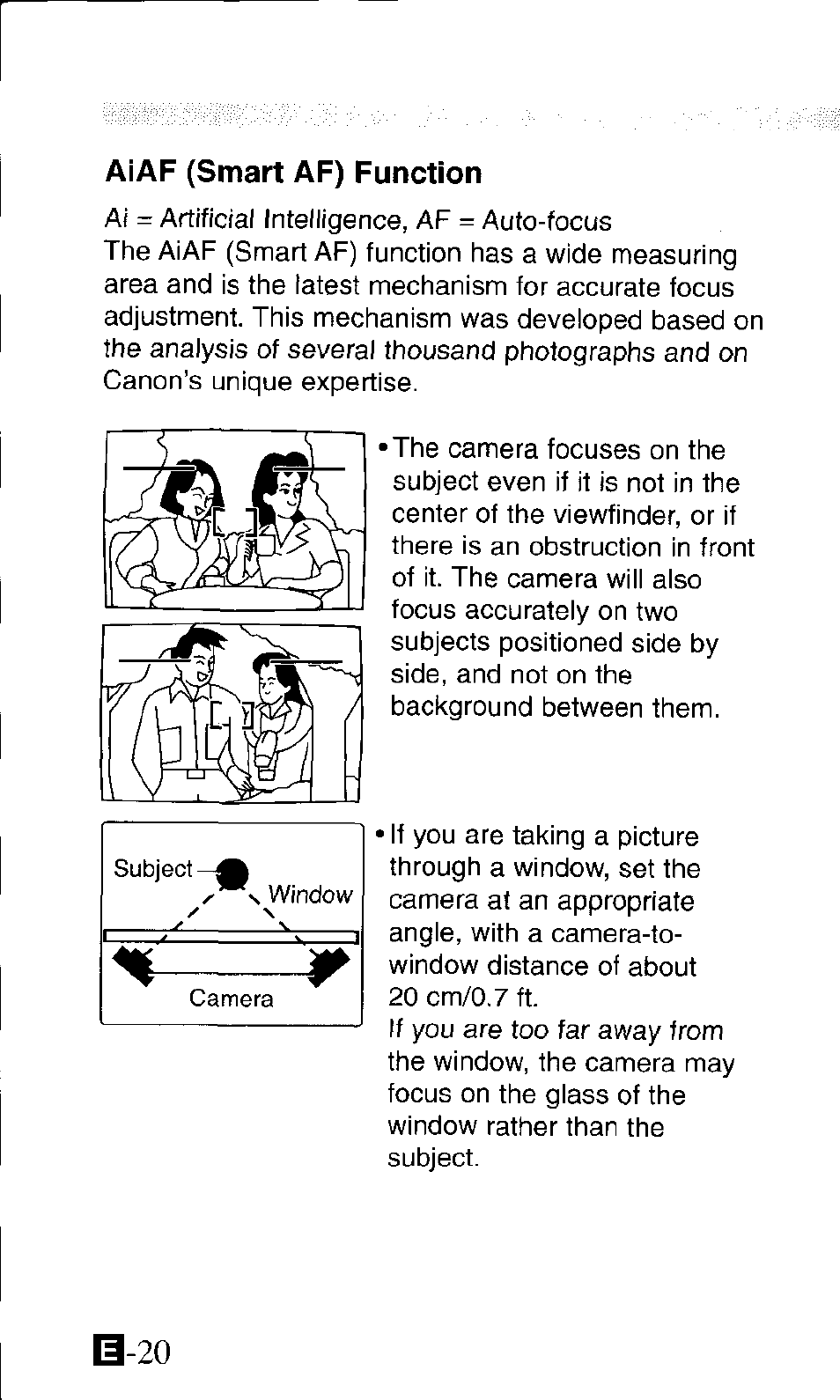 Aiaf (smart af) function, B-20 | Canon ZOOM76 User Manual | Page 18 / 40