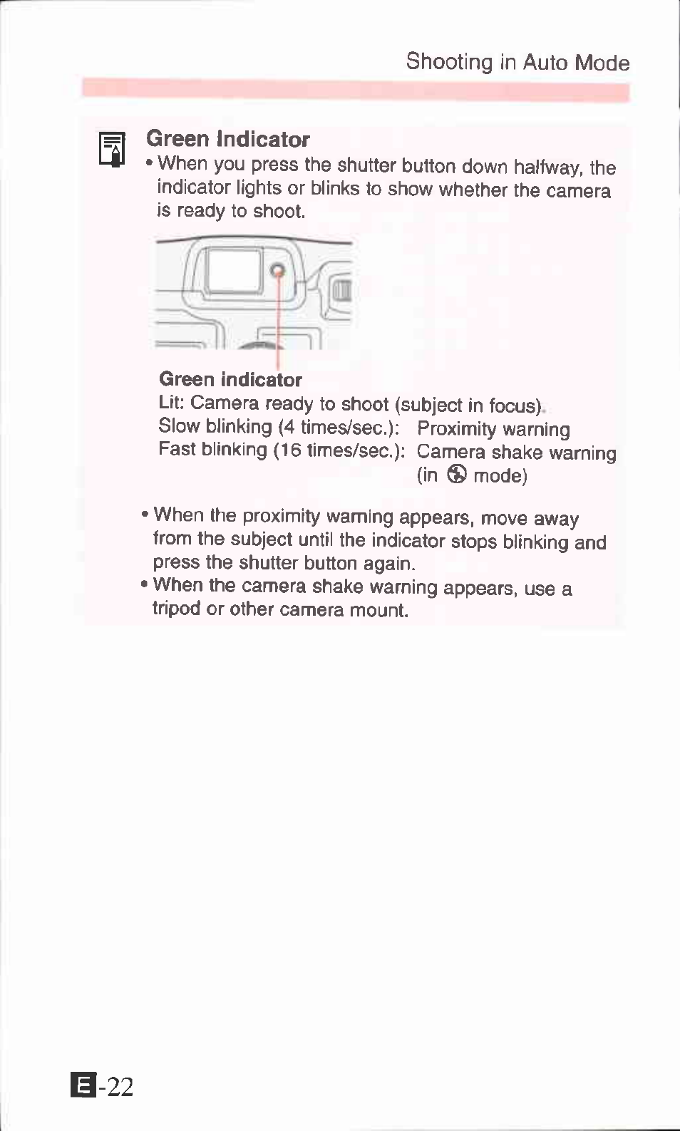 Green indicator | Canon ZOOM76 User Manual | Page 20 / 40