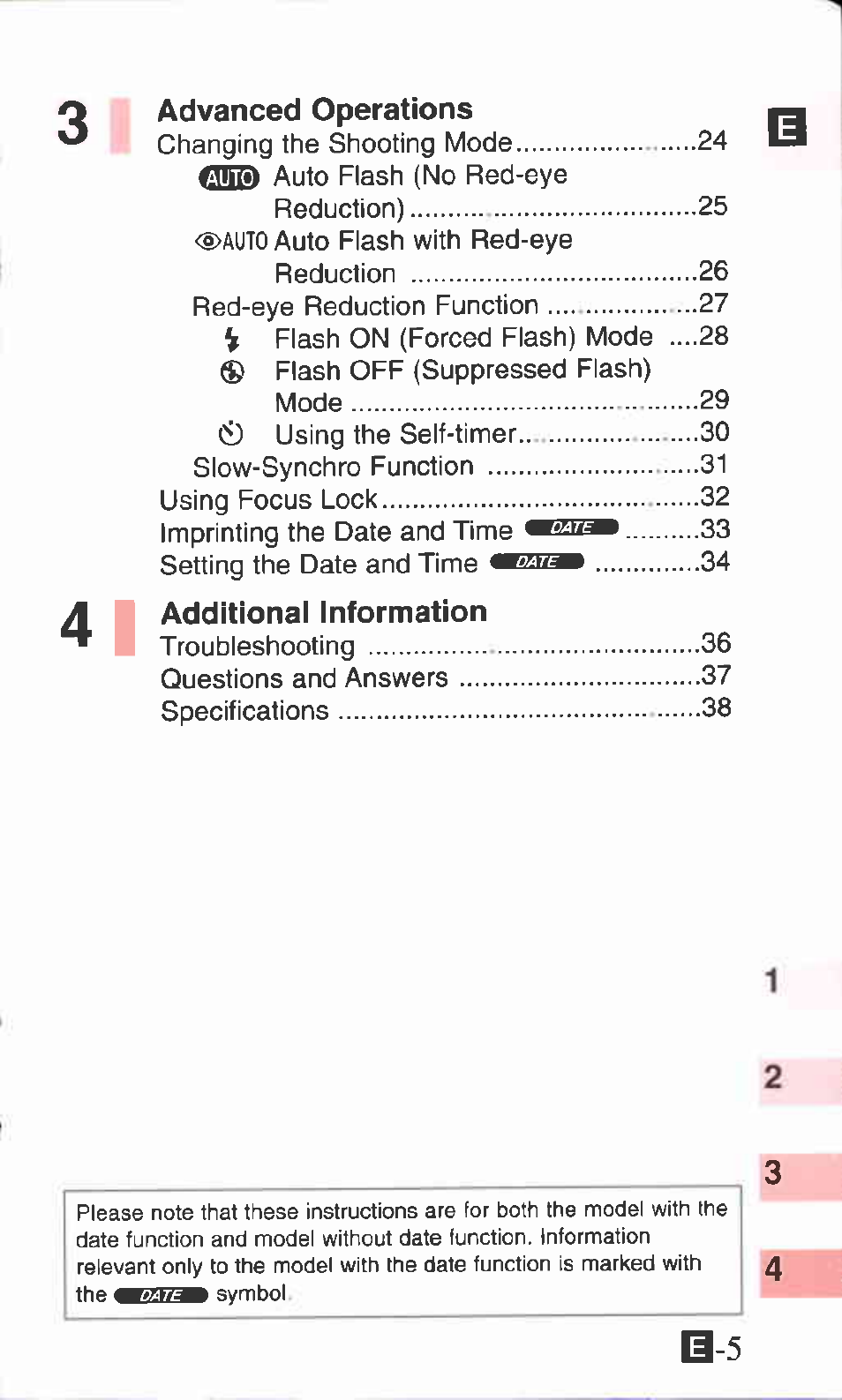 Advanced operations, Additional information | Canon ZOOM76 User Manual | Page 3 / 40