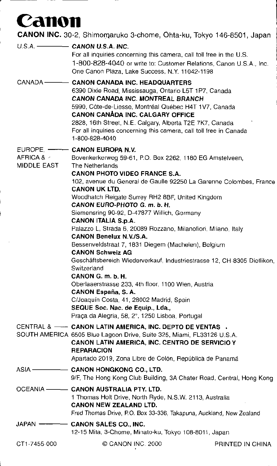 Canon, Canon inc | Canon ZOOM76 User Manual | Page 40 / 40