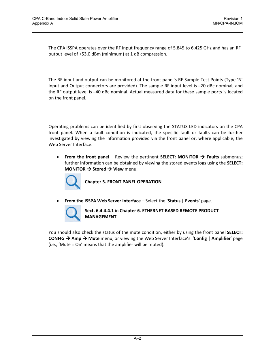 A.2 maintenance testing, A.2.1 test point samples, A.3 troubleshooting | Comtech EF Data CPA User Manual | Page 118 / 138