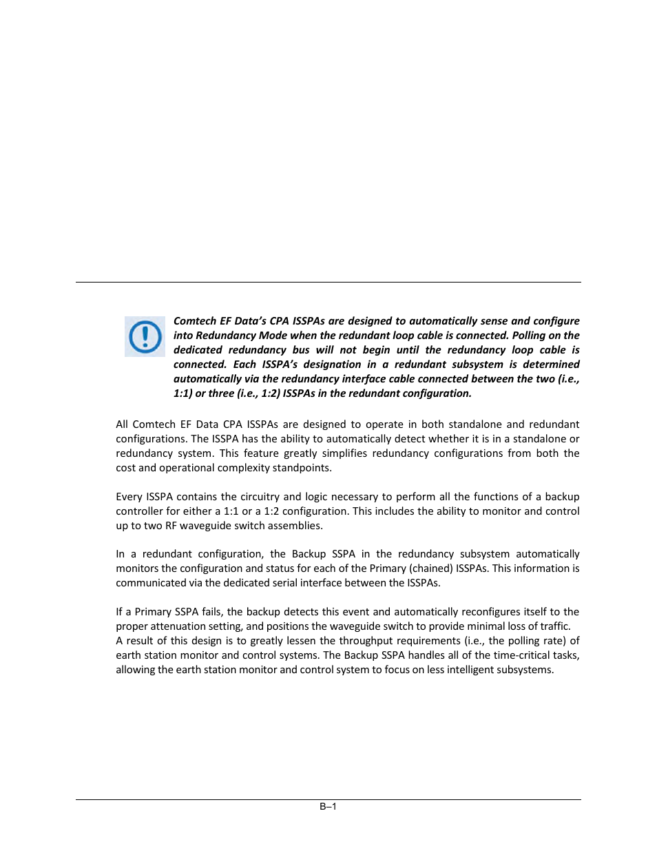 Appendix b. isspa redundant operations, B.1 introduction | Comtech EF Data CPA User Manual | Page 123 / 138