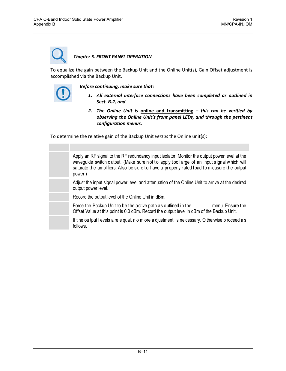 B.4 gain equalization of redundant units | Comtech EF Data CPA User Manual | Page 133 / 138