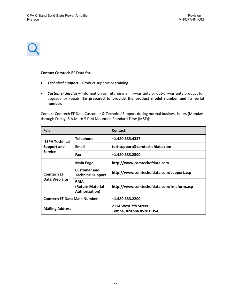 Getting help, Contacting comtech ef data | Comtech EF Data CPA User Manual | Page 17 / 138