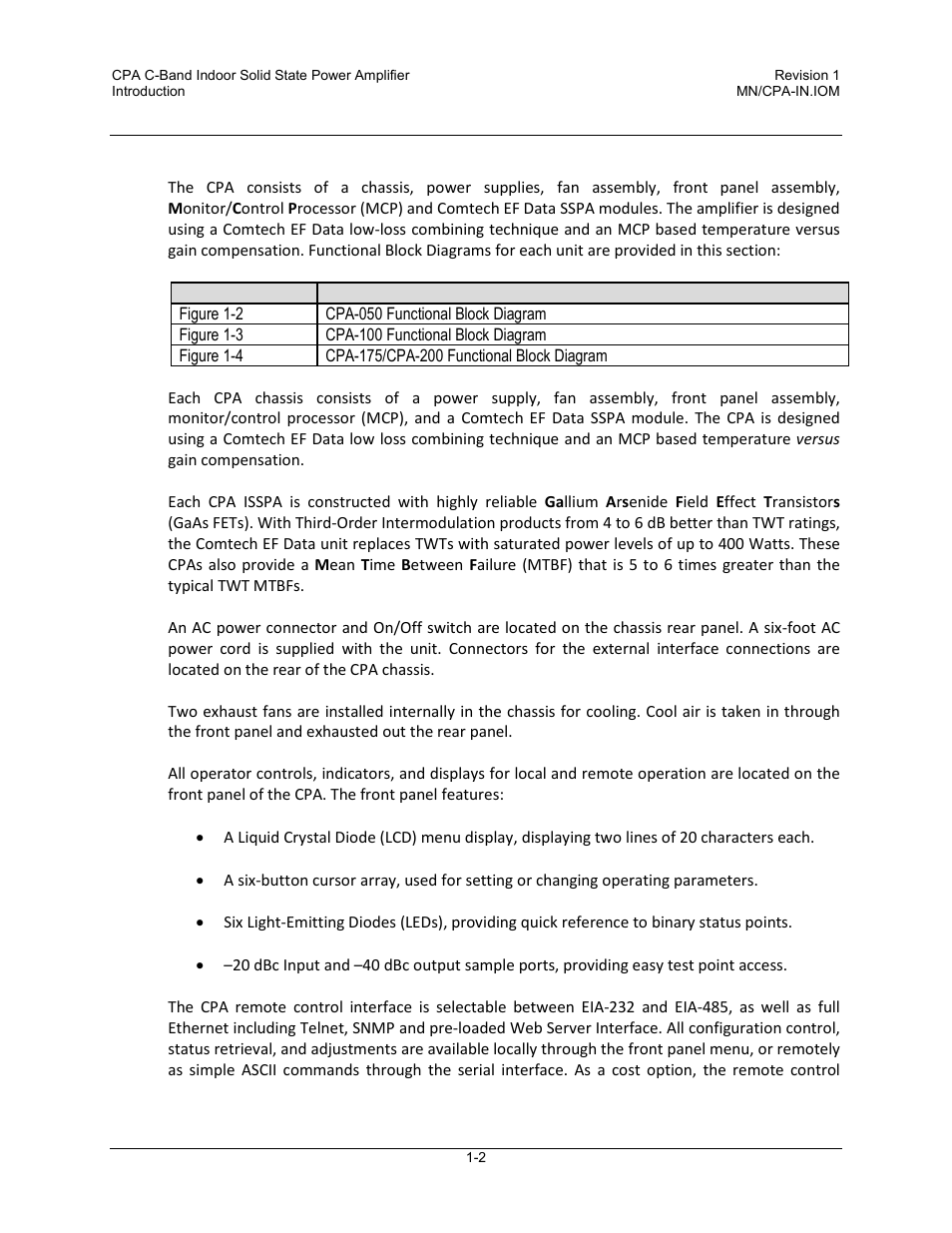 2 functional description | Comtech EF Data CPA User Manual | Page 20 / 138