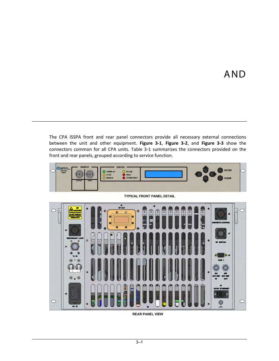 Chapter 3. connectors and pinouts, 1 connector overview, Chapter 3. connectors | Pinouts | Comtech EF Data CPA User Manual | Page 35 / 138