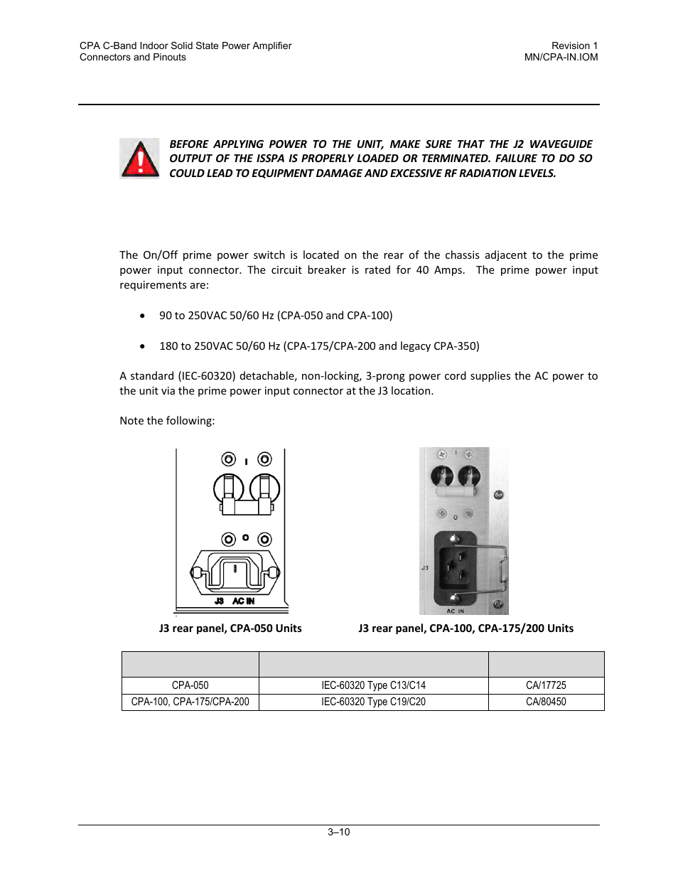 4 power / ground connections | Comtech EF Data CPA User Manual | Page 44 / 138