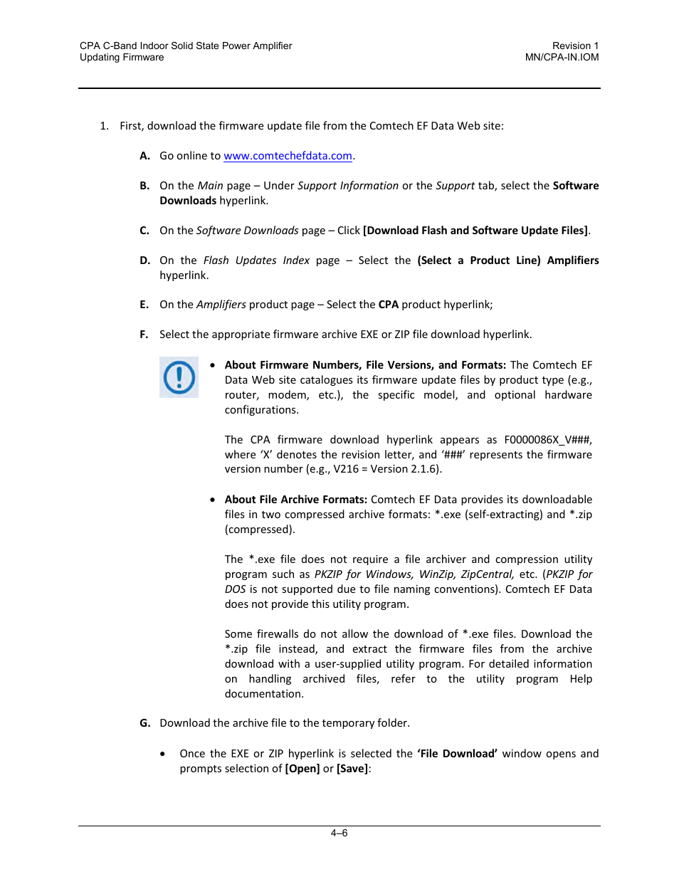 3 downloading and extracting the firmware update | Comtech EF Data CPA User Manual | Page 52 / 138