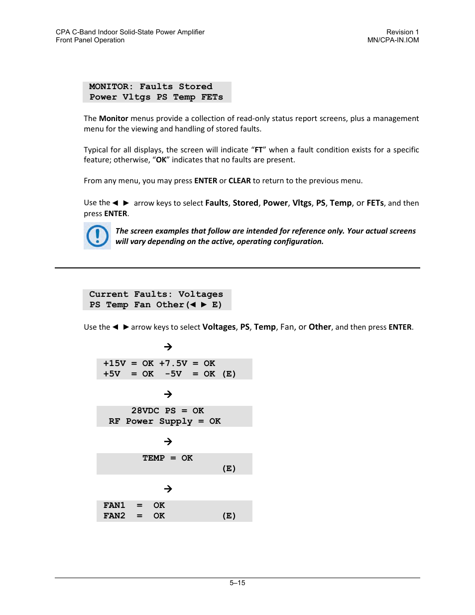 2 select: monitor, 1 monitor: faults | Comtech EF Data CPA User Manual | Page 71 / 138