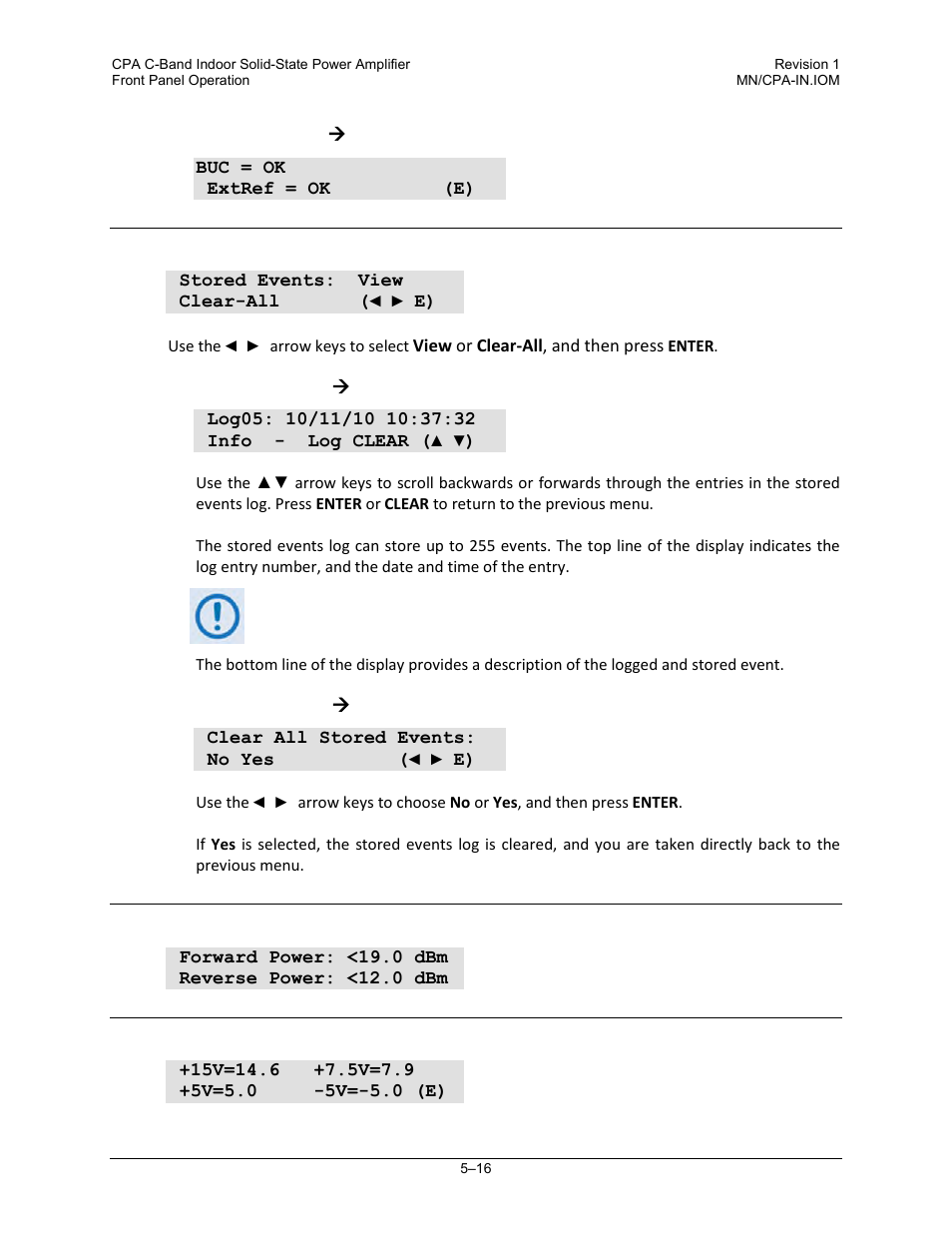 2 monitor: stored, 3 monitor: power, 4 monitor: vltgs | Comtech EF Data CPA User Manual | Page 72 / 138