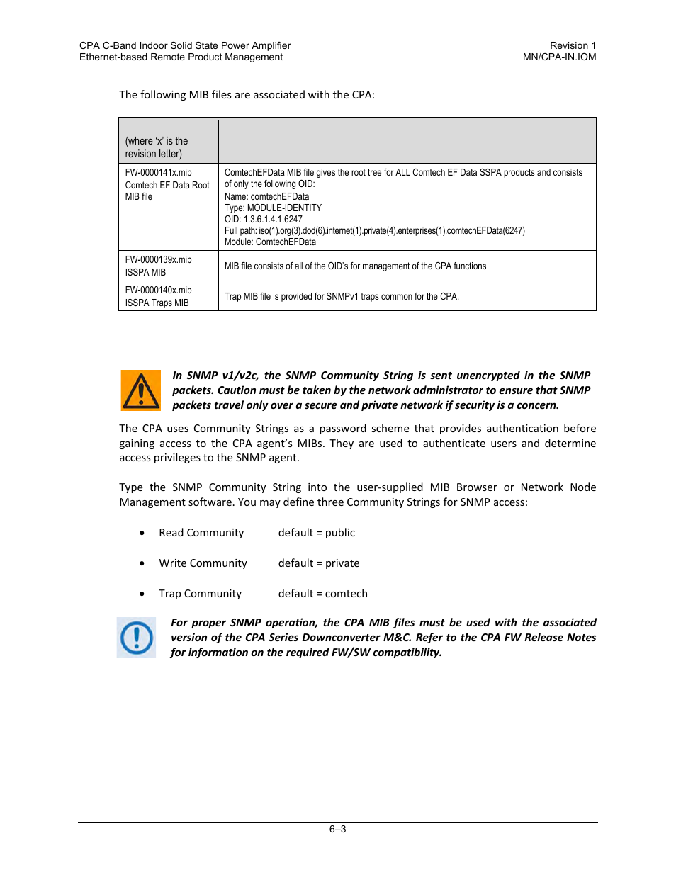 2 snmp community strings | Comtech EF Data CPA User Manual | Page 79 / 138