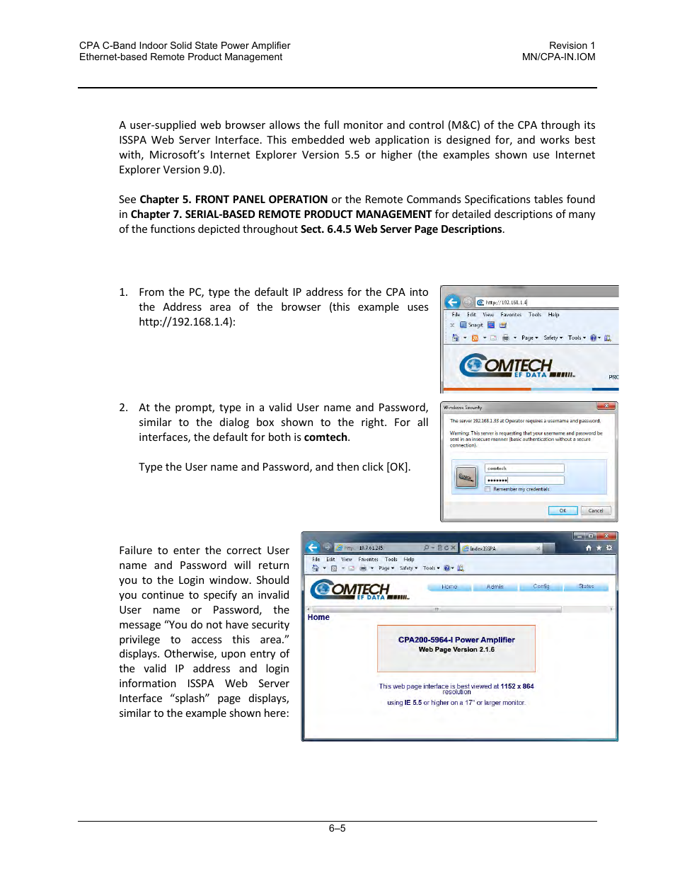 4 isspa web server (http) interface, 1 user login | Comtech EF Data CPA User Manual | Page 81 / 138