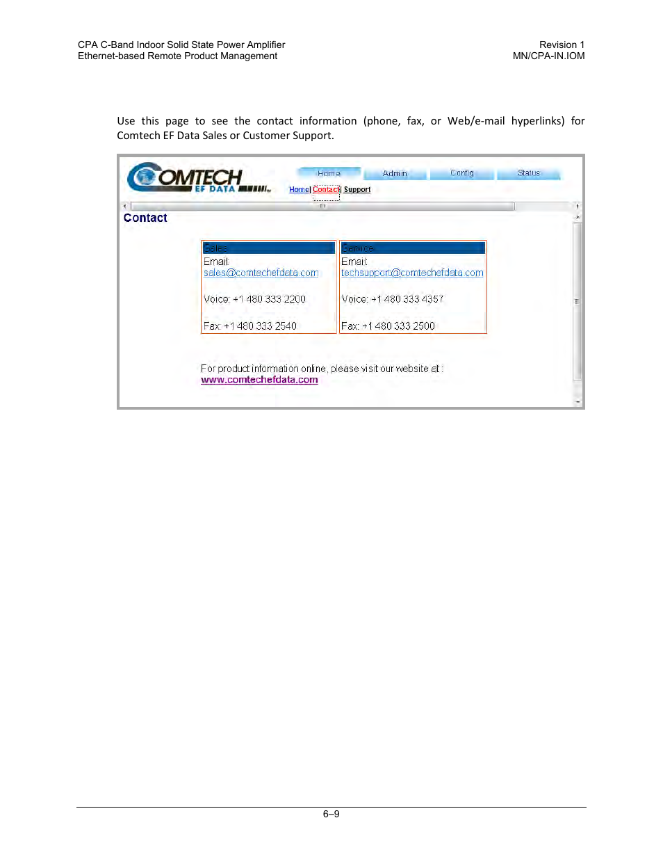 2 home | contact | Comtech EF Data CPA User Manual | Page 85 / 138