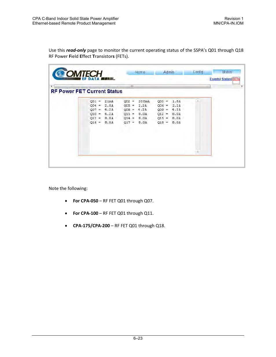 3 status | fets | Comtech EF Data CPA User Manual | Page 99 / 138