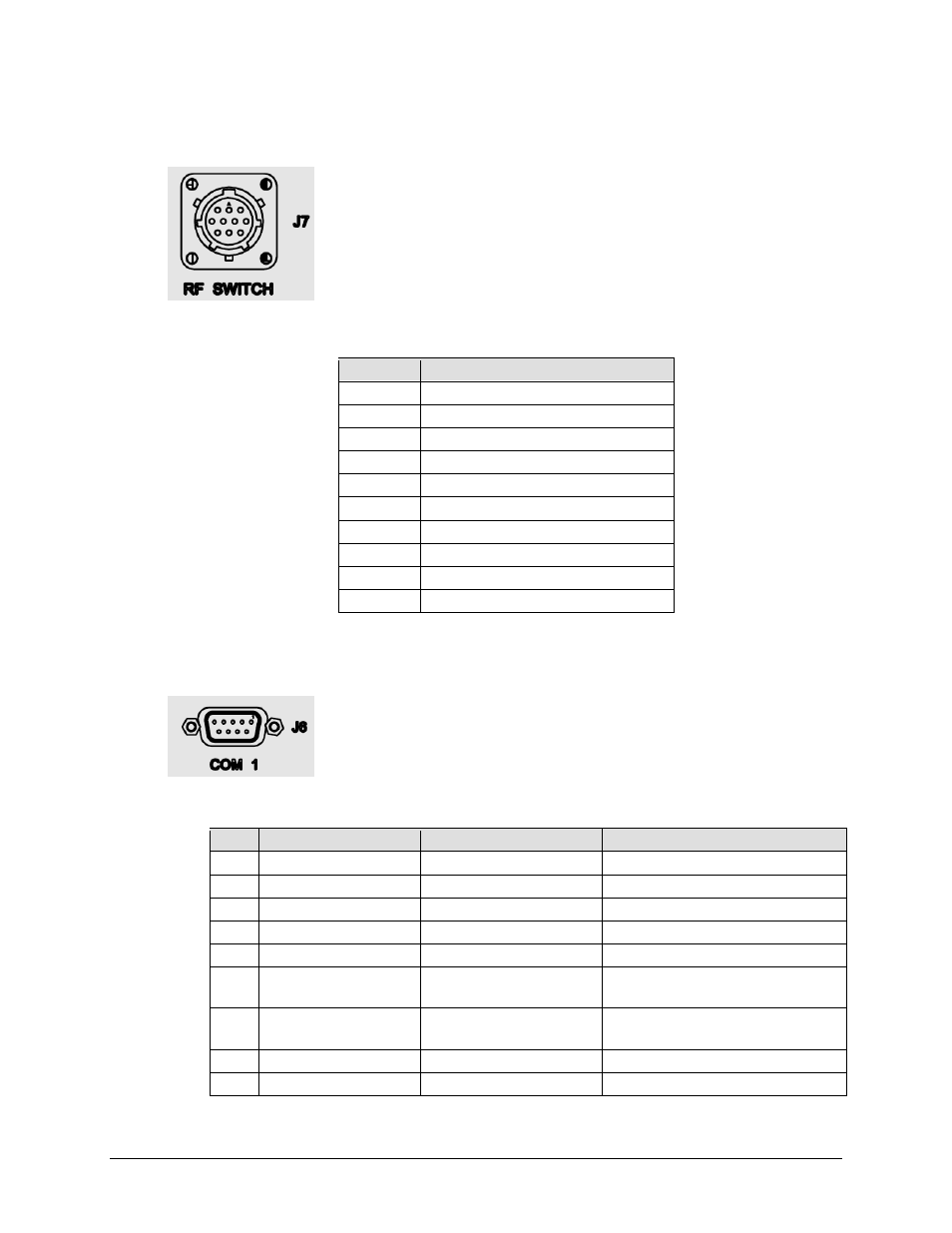 6 j7 rf switch connector, 7 j6 com 1 connector | Comtech EF Data KPA User Manual | Page 39 / 128