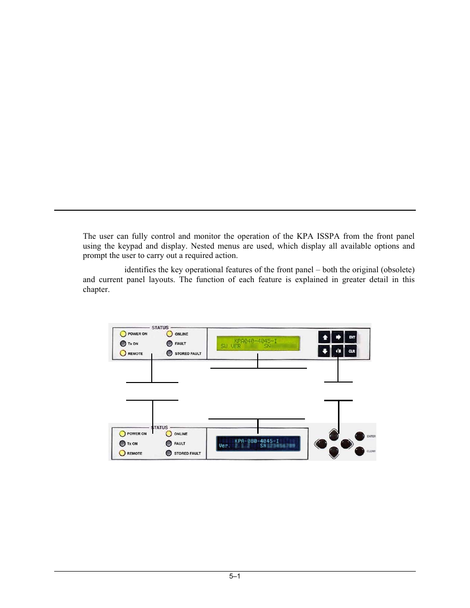 Chapter 5. front panel operation, 1 introduction | Comtech EF Data KPA User Manual | Page 45 / 128
