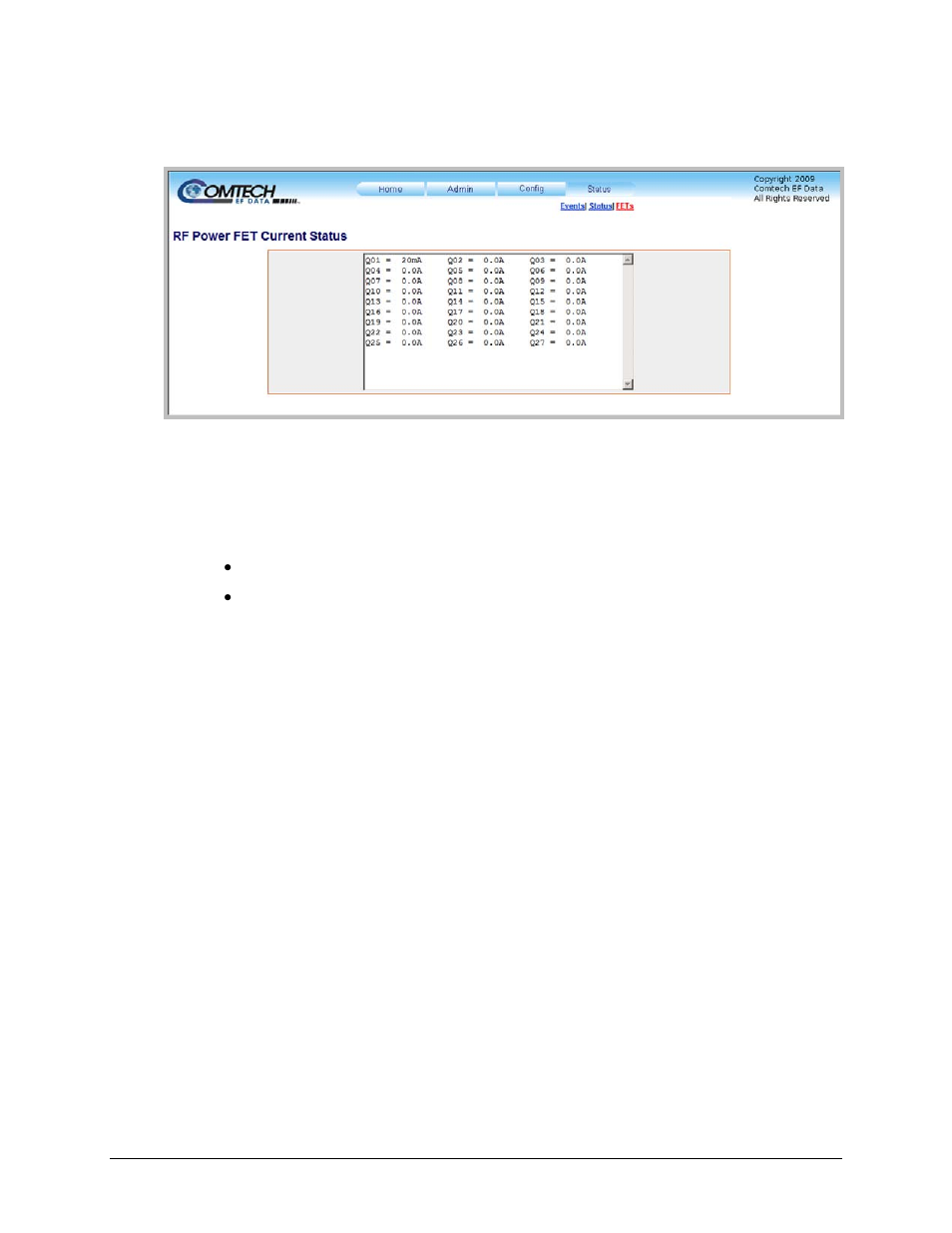 3 status | fets page | Comtech EF Data KPA User Manual | Page 80 / 128