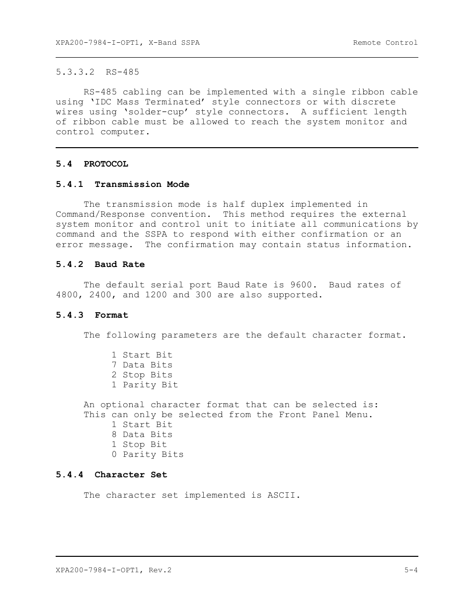 Protocol | Comtech EF Data XPA-200 User Manual | Page 56 / 96