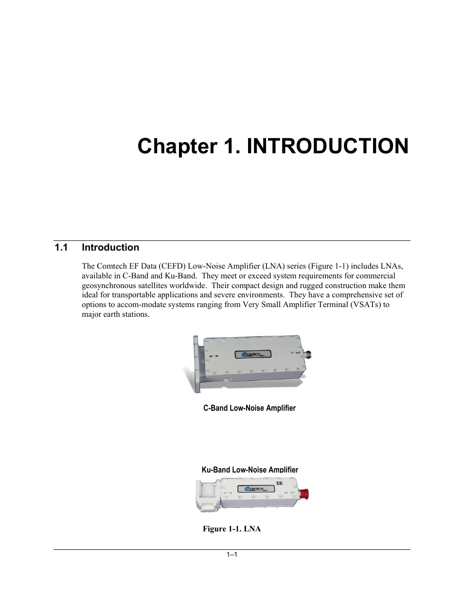 Introduction, Chapter 1. introduction | Comtech EF Data LNA User Manual | Page 15 / 24