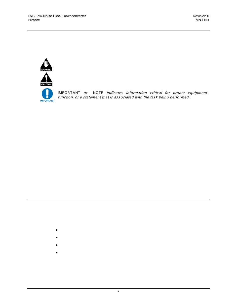 2b2bconventions and references, 8b8bcautions and warnings, 9b9brecommended standard designations | 10b10btrademarks, 11b11bmetric conversion, 3b3belectrical safety notice | Comtech EF Data LNB User Manual | Page 8 / 26