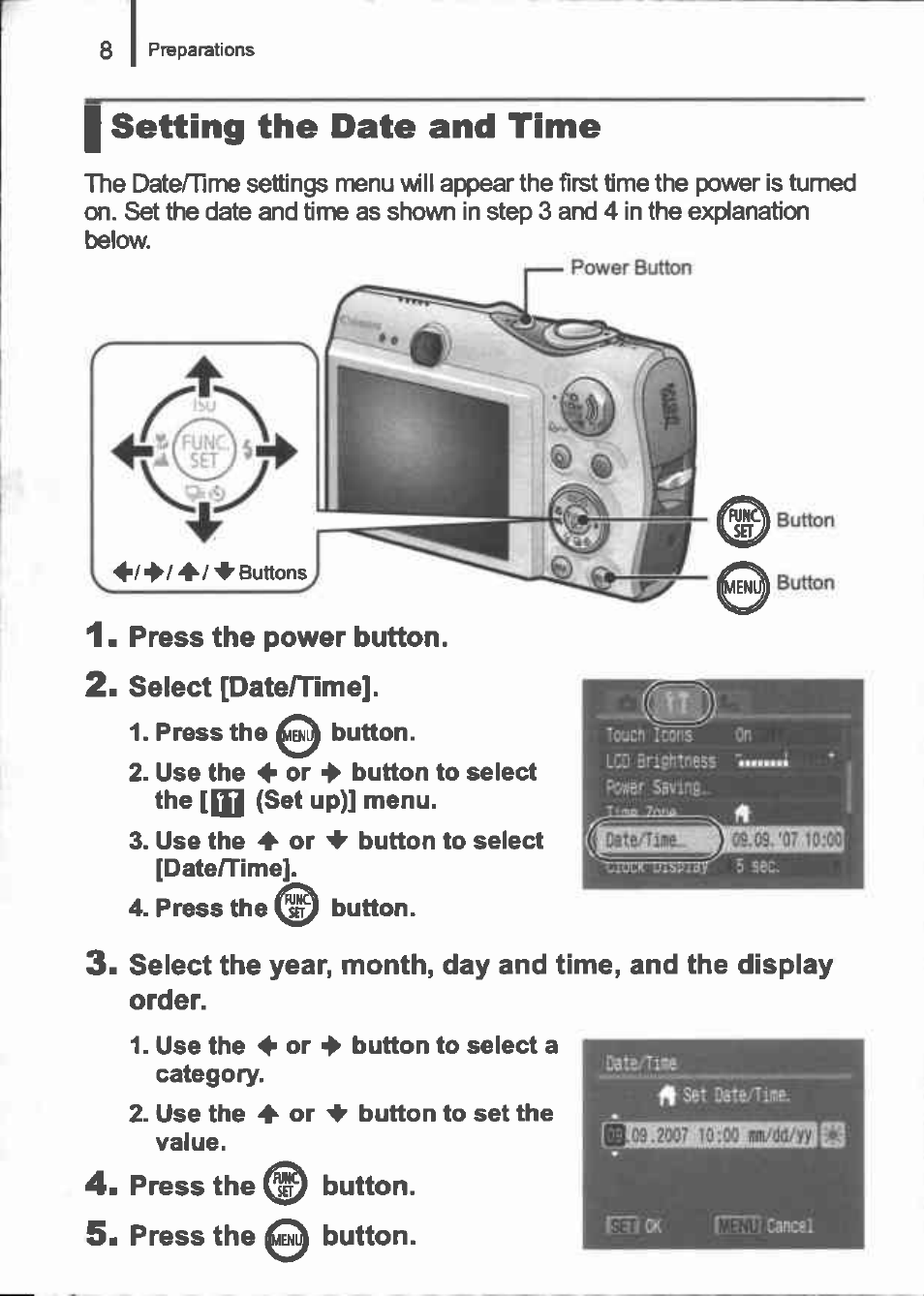I setting the date and time | Canon IXUS 960 IS User Manual | Page 10 / 36