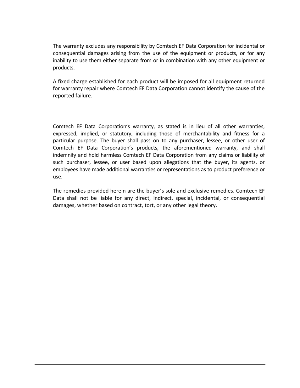 Exclusive remedies | Comtech EF Data PCB-4000 User Manual | Page 12 / 88