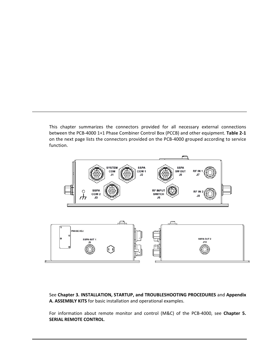 Chapter 2. external connectors, 1 overview | Comtech EF Data PCB-4000 User Manual | Page 21 / 88